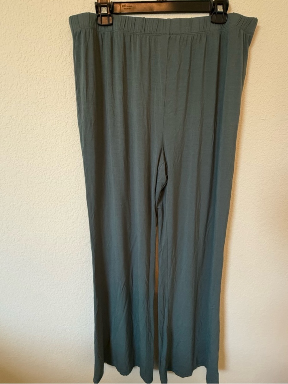 Marla Wynne Pants XL Green Wide Leg Pull On Stretch Viscose Lounge Travel Casual